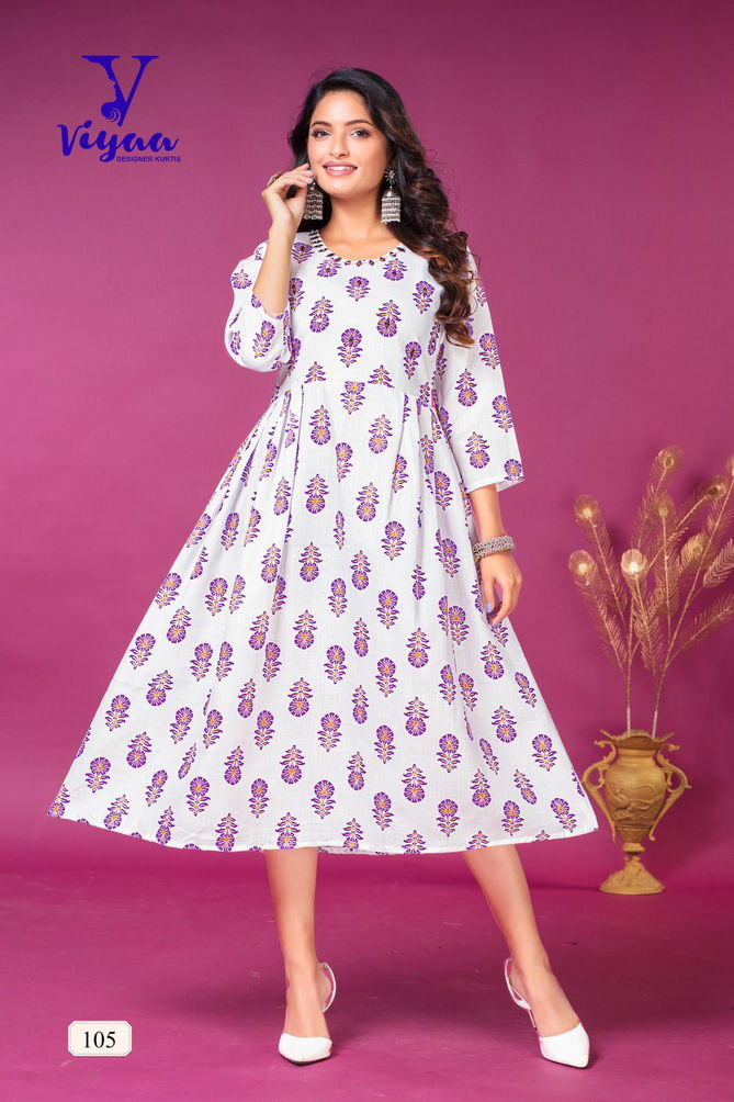 Viyaa Kit Kat Printed Cotton Anarakali Kurti Catalog
